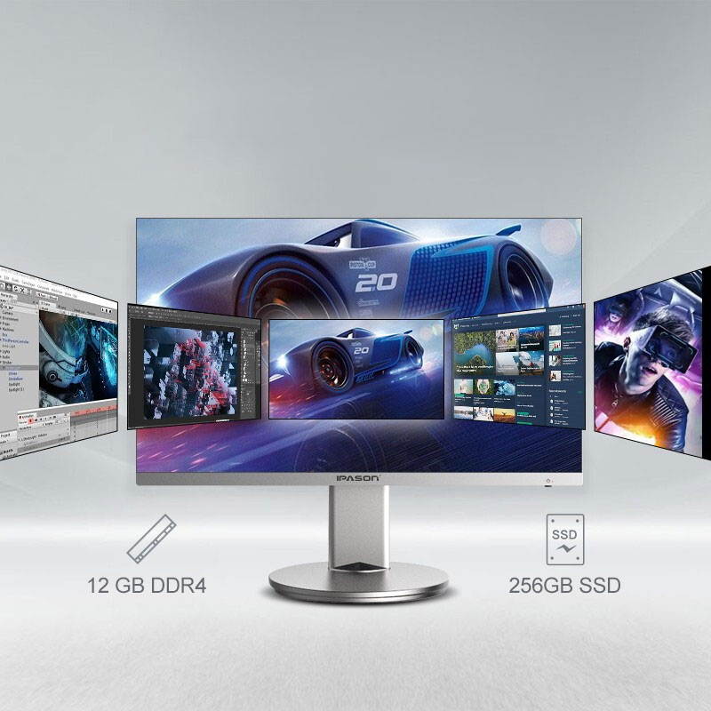 IPASON - All In One PC - A3 Pro - 23.8" - INTEL J4125 - 12GB DDR4 - 256GB SSD - WiFi - Bluetooth- Spin - Windows 10 Home - All-in-One