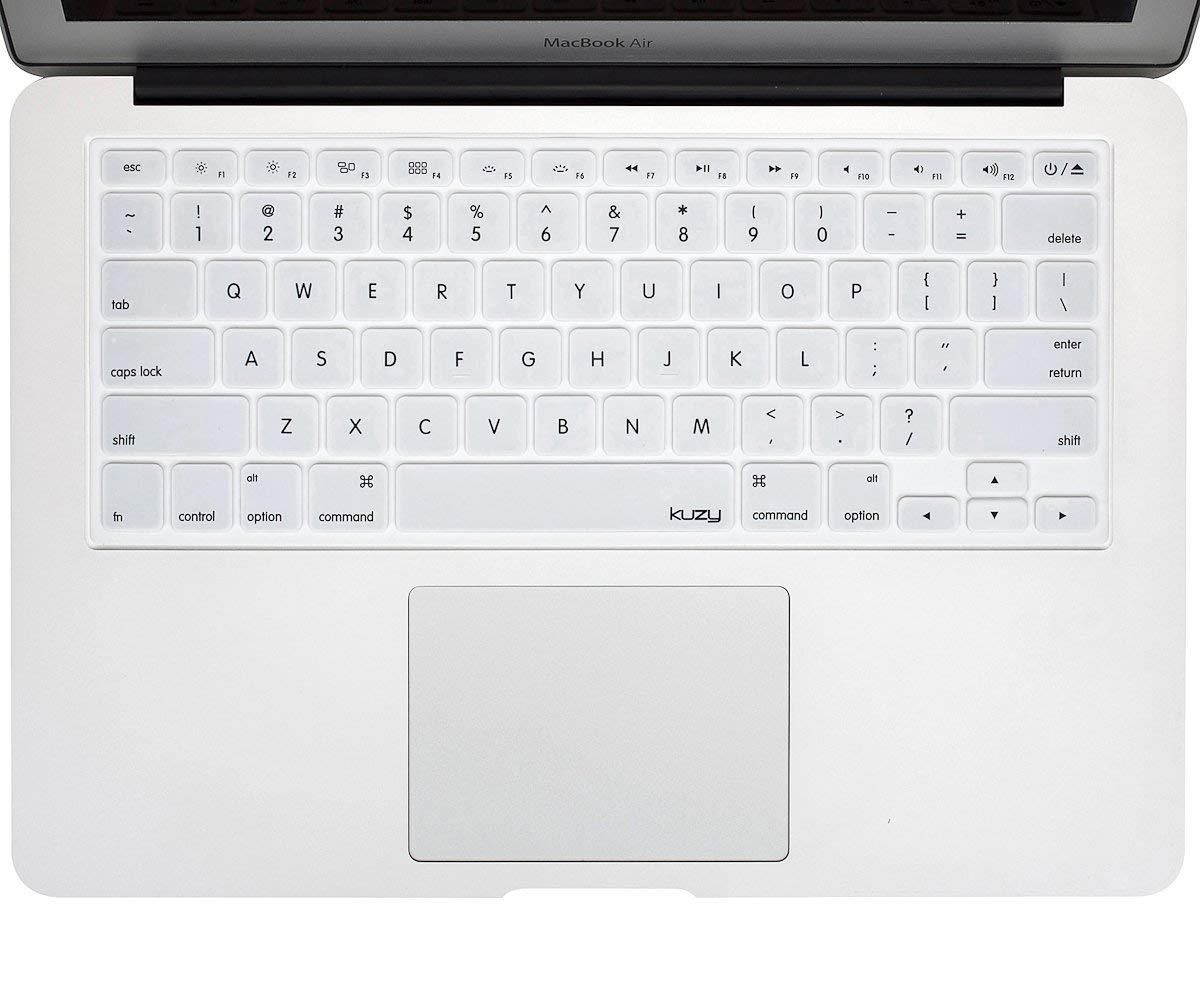 Kuzy Solid WHITE Keyboard Cover Silicone Skin for MacBook Pro 13" 15" 17" (with or w/out Retina Display) iMac and MacBook Air 13" - Solid White