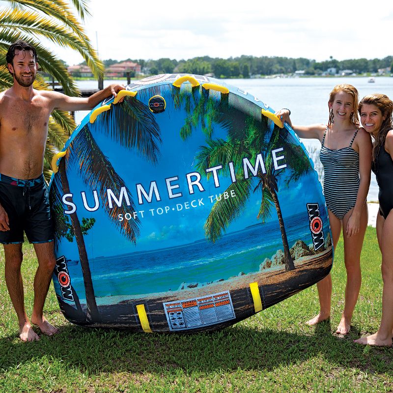 WOW Watersports Summertime Inflatable 3-Person Ultra Soft Top Boating Water Lake Towable Tube