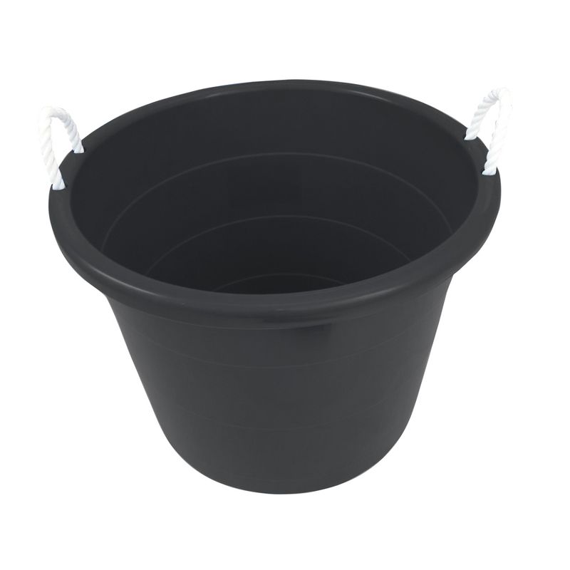 Homz 0417BKDC Plastic 17 Gallon Utility Storage Container Bucket Tub with Rope Handle, Black, Set of 2 Buckets