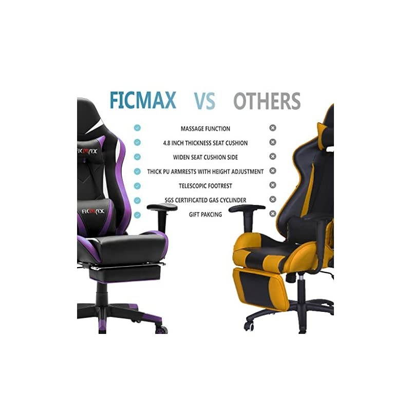 Green Massage Gaming Chair High Back, Big and Tall Computer Gaming Chair with Footrest, Ergonomic Gamer Chair for E-Sport, Reclining Video Game Chair with Headrest and Lumbar Support