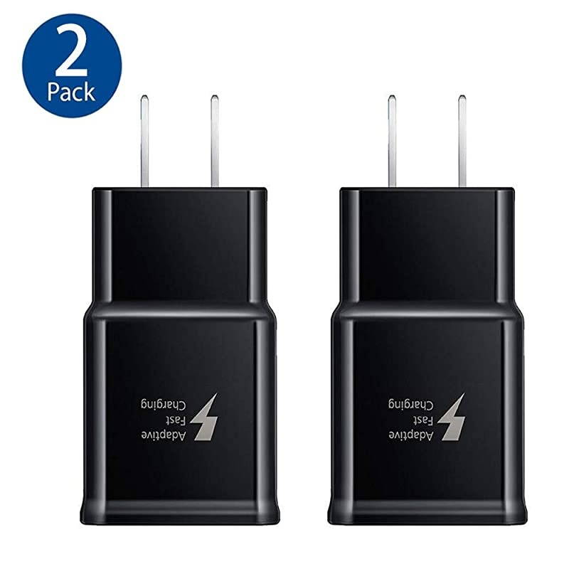 Samsung Adaptive Fast Charging Wall Charger Adapter Compatible with Samsung Galaxy S6 S7 S8 S9 S10 EdgePlusActive Note 5Note 8 Note 9 and More 2 Pack  Quick Charge Black