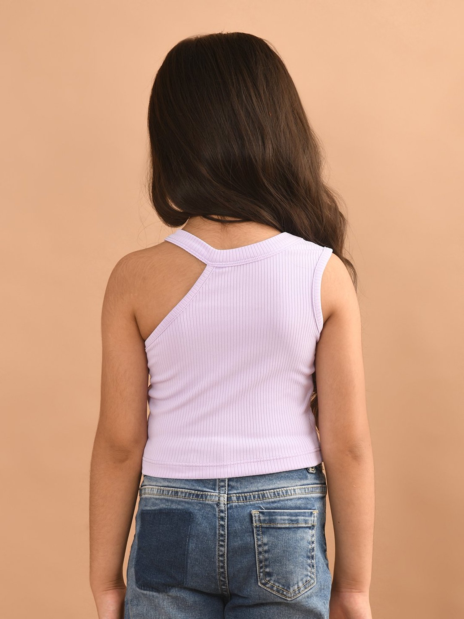 LilPicks Kids Lavender Solid Crop Top