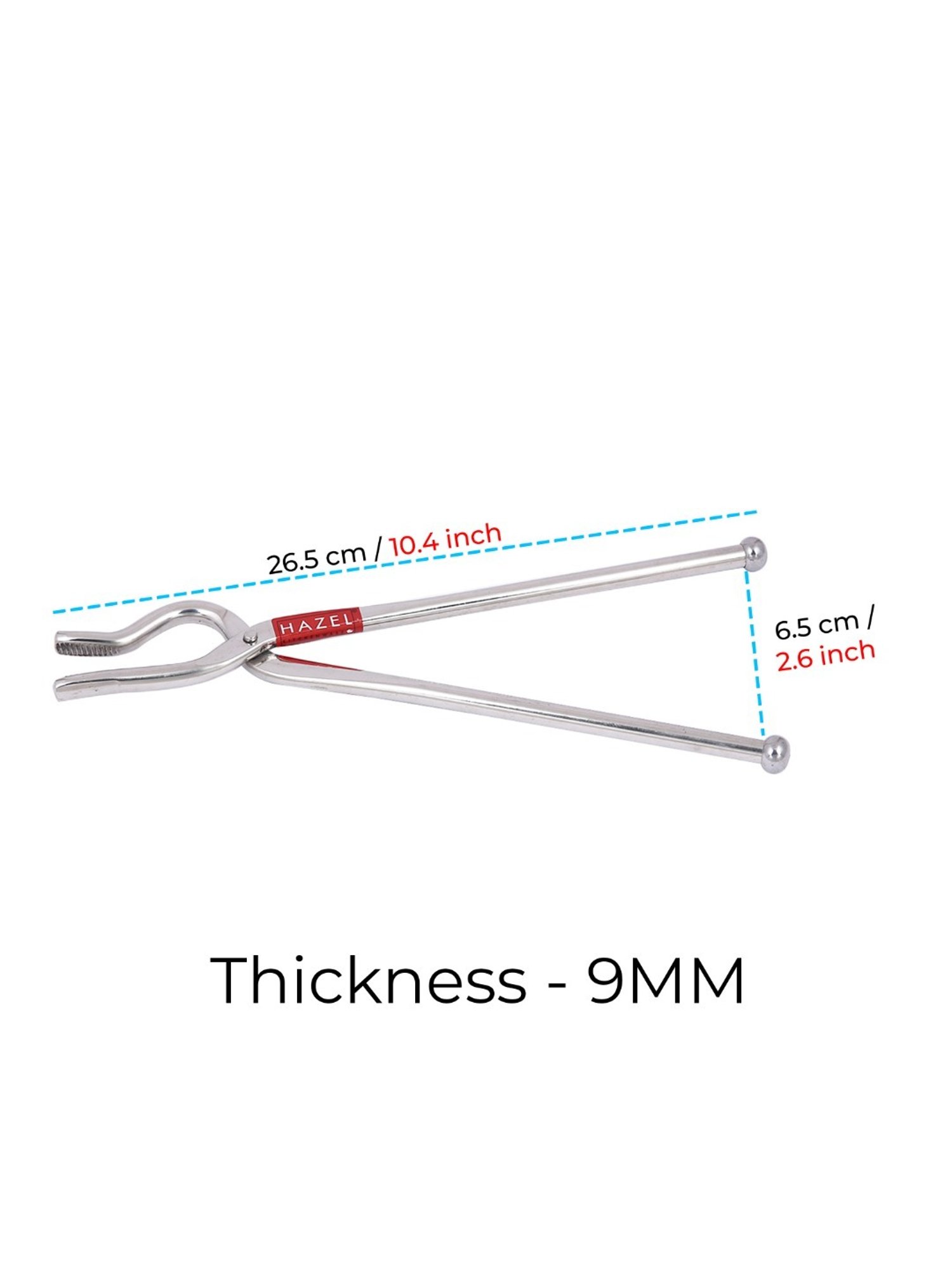 HAZEL Stainless Steel Silver Utensil Holder Pakad 9 MM Tongs for Kitchen