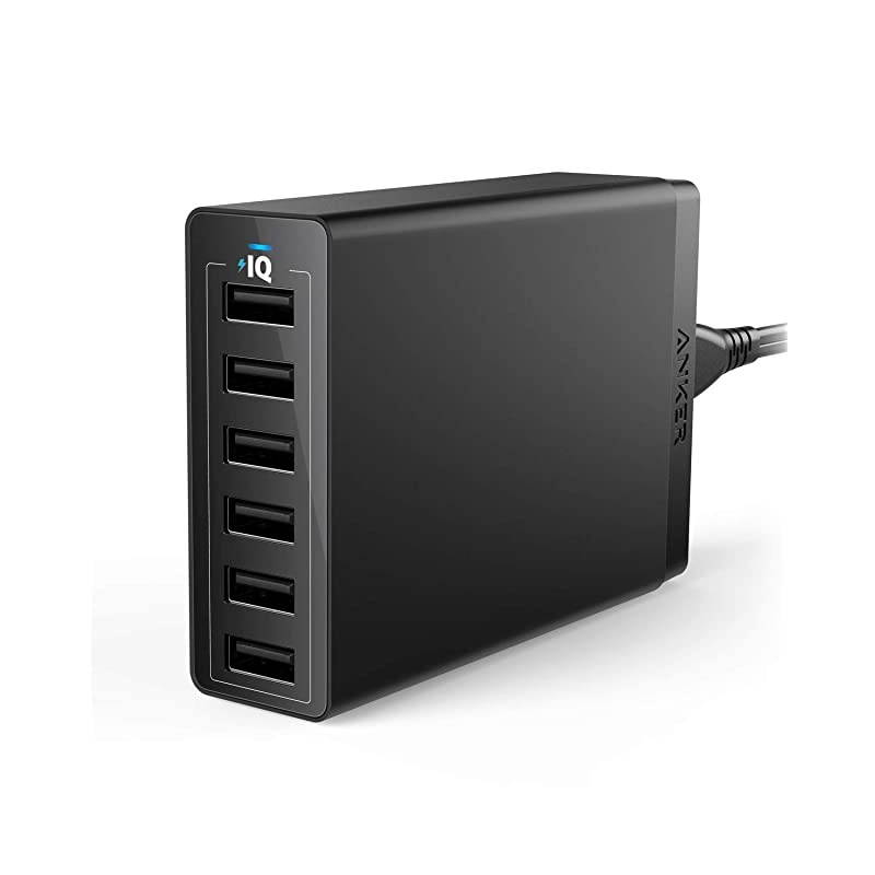 USB Wall Charger  60W 6 Port USB Charging Station PowerPort 6 Multi USB Charger for iPhone XsMaxXRX87Plus iPad ProAir 2MiniiPod Galaxy S9S8S7EdgePlus Note LG HTC and More