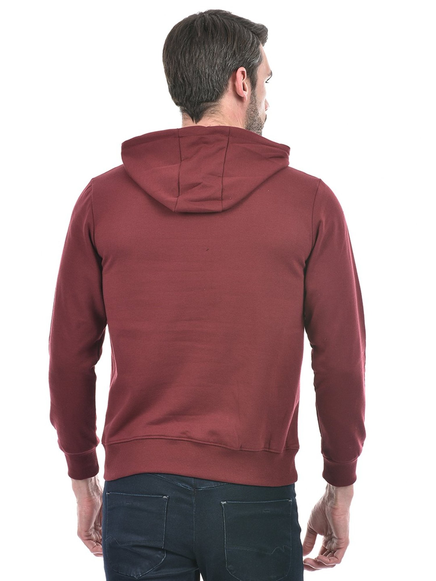 Integriti Maroon Regular Fit Printed Hooded Sweatshirt