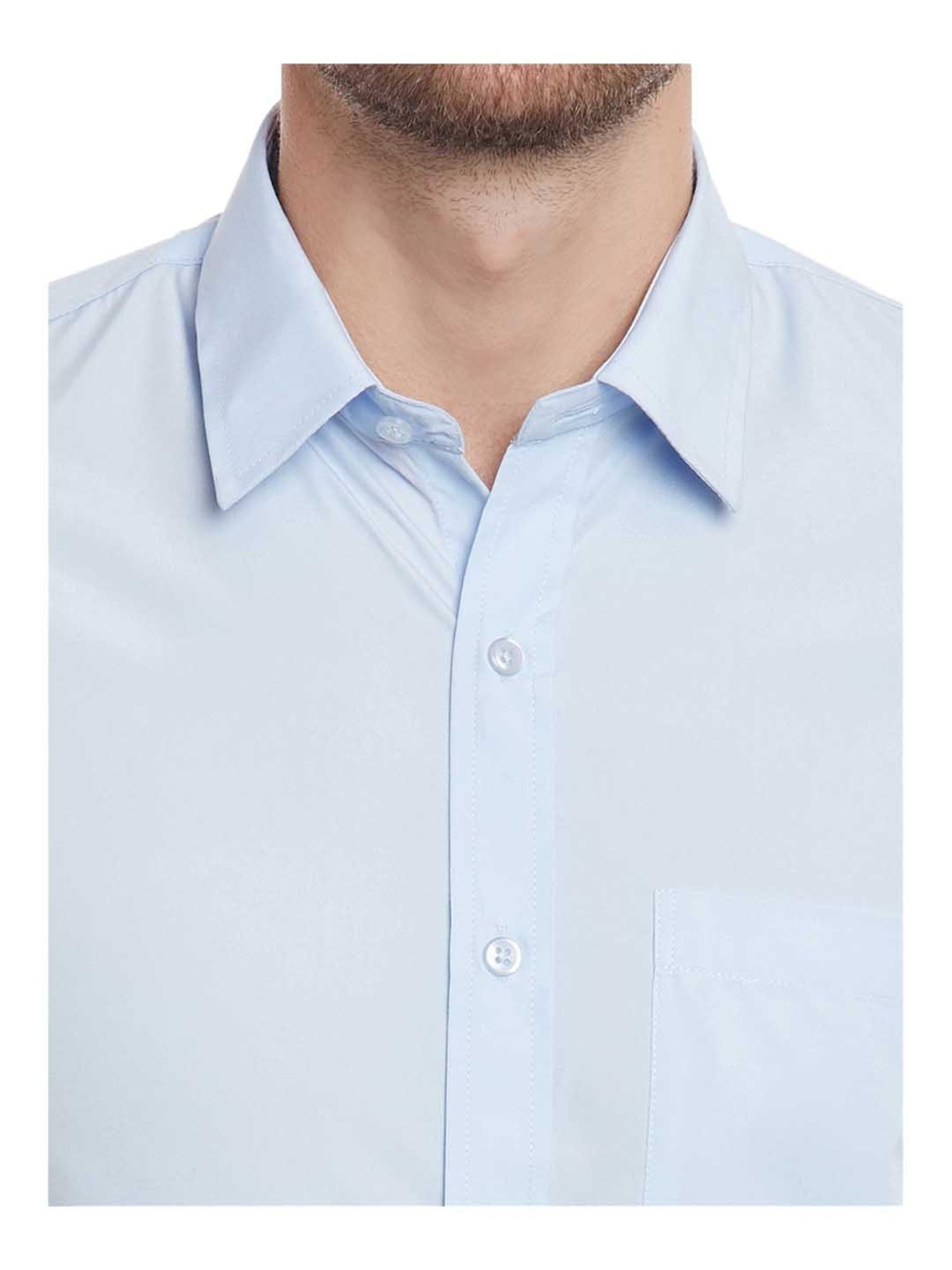 English Navy Baby Blue Slim Fit Shirt