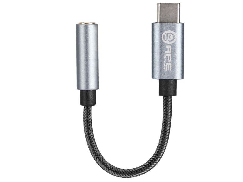 ApeSonic Pebble : USB C (Type C) Audio Adaptor, ALC4050 High Resolution DAC, to 3.5mm AUX, 32bit 384kHz Hi Res, Class G Amp, Aluminum Casing, Texture Cable, Replace 3.5mm Jack of Smart Phone
