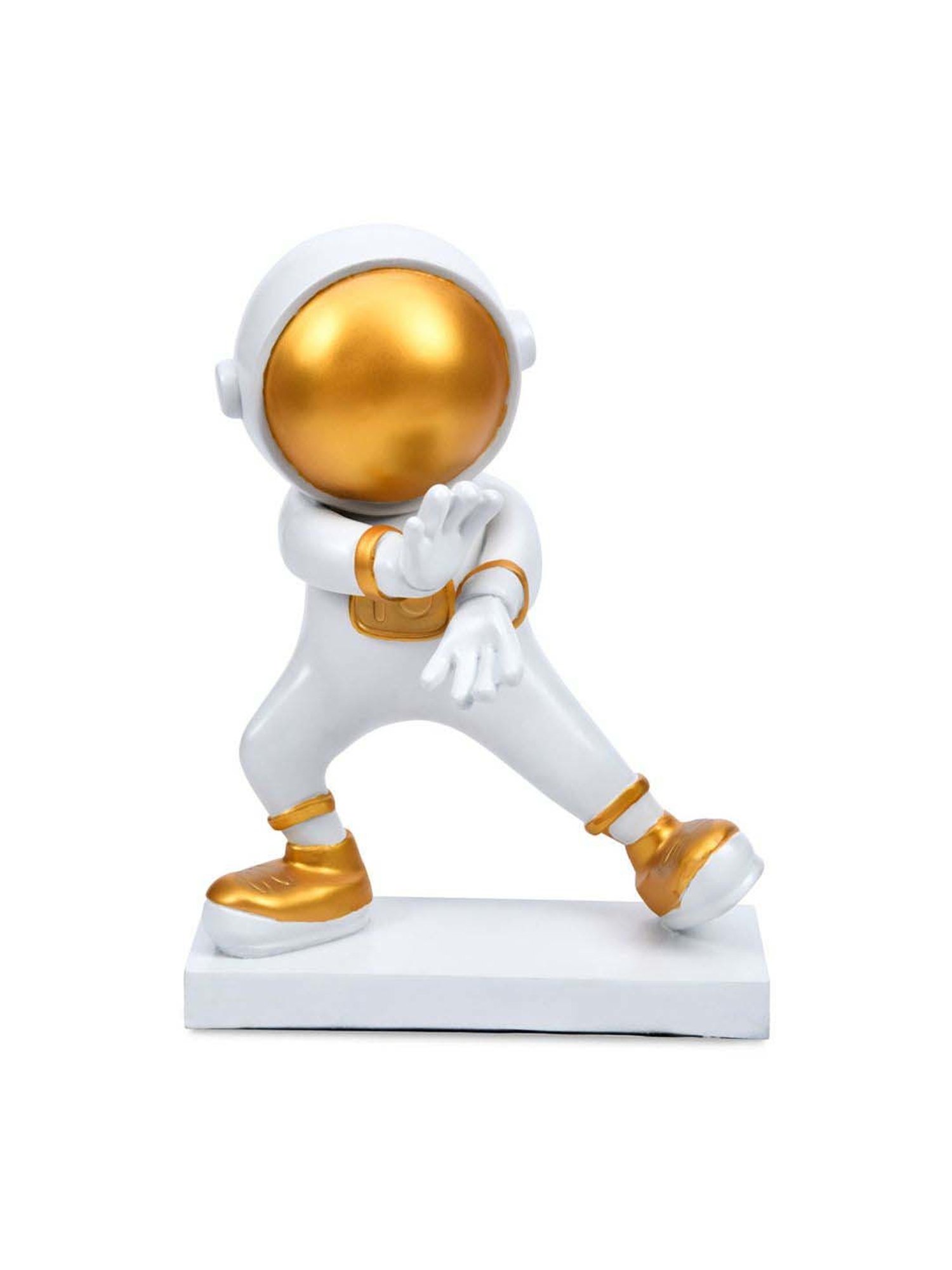 @home White & Gold Resin Kungfu Astronaut Figurine Showpiece