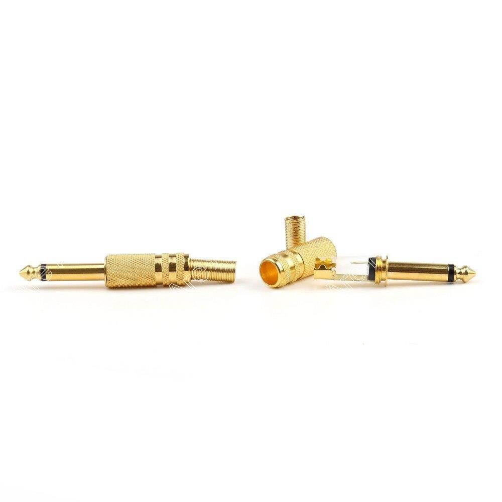 50 Pcs Gold Plated 6.35mm Male 1/4 Mono Jack Plug Audio Connector Soldering