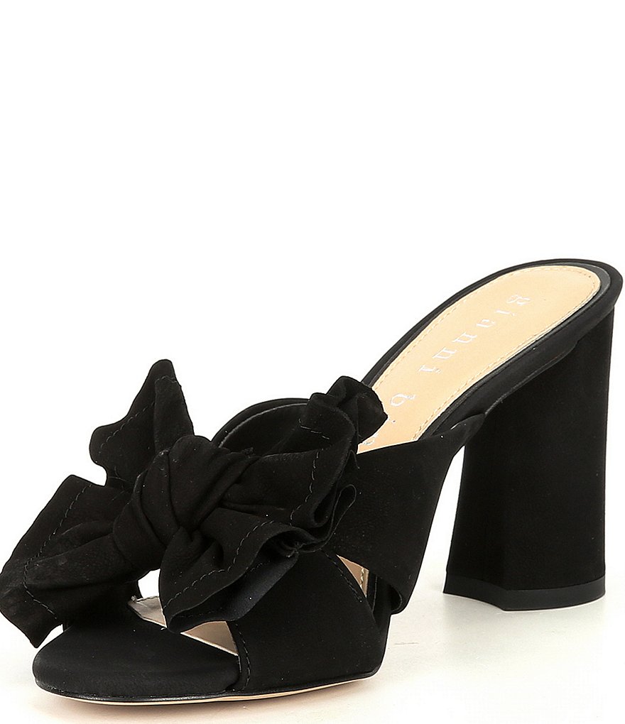 Gianni Bini Keily Suede Bow Block Heel Mules