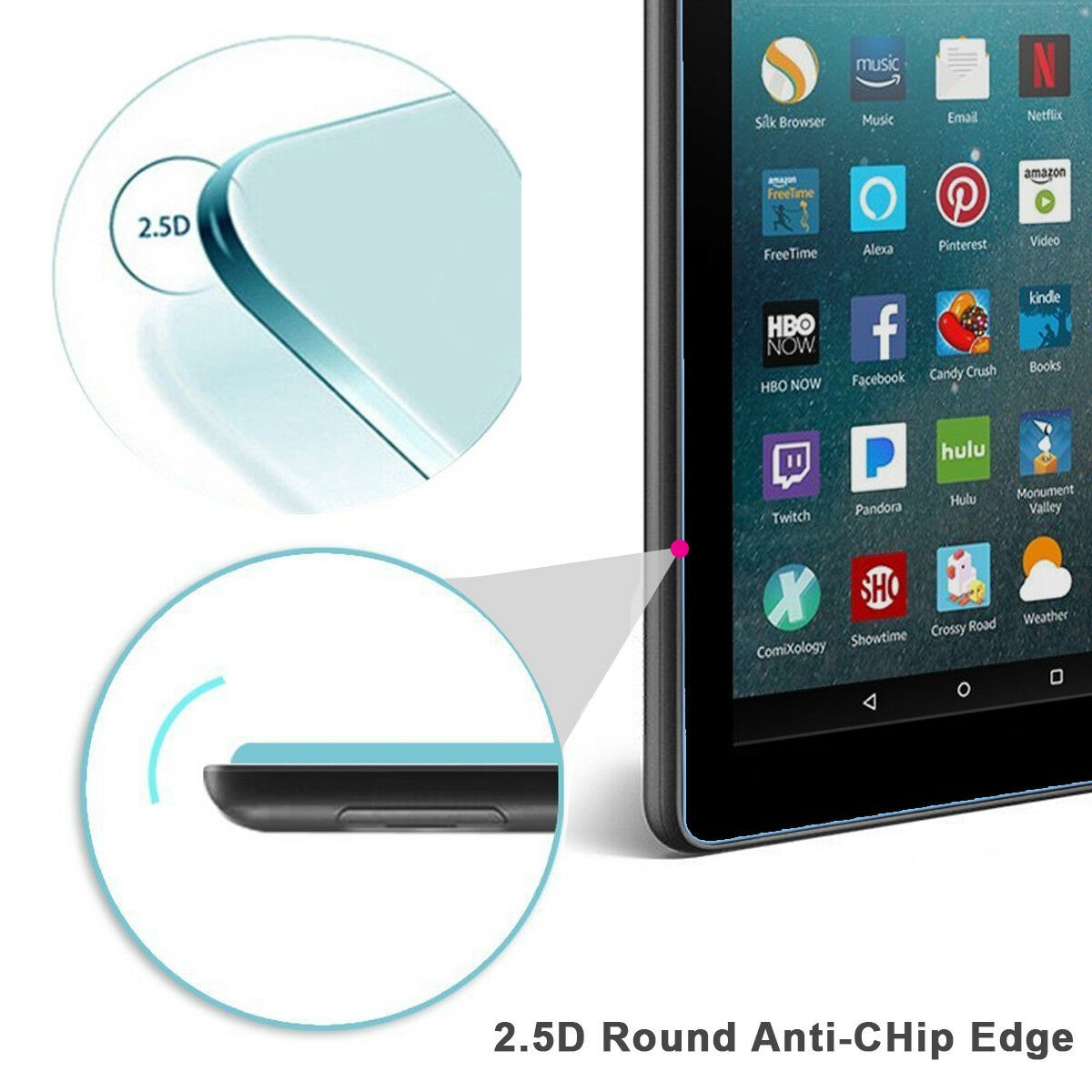 Premium Tempered Glass Screen Protector for Amazon Fire 7"7th/8th Gen 2017/2019