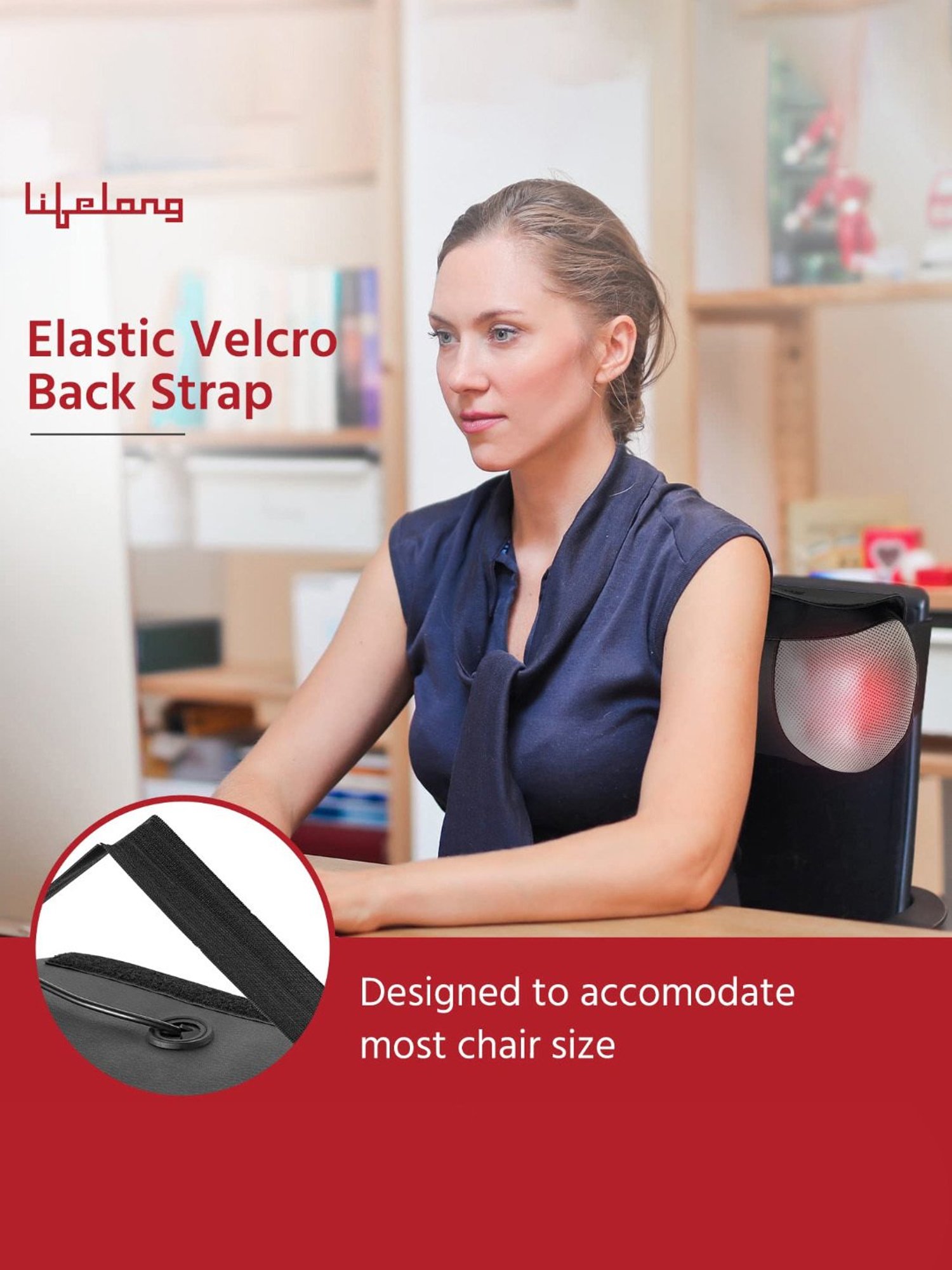 Lifelong LLM369 Cushion and Body Massager with Heat and Strong 8 Deep Kneading Nodes (Black)