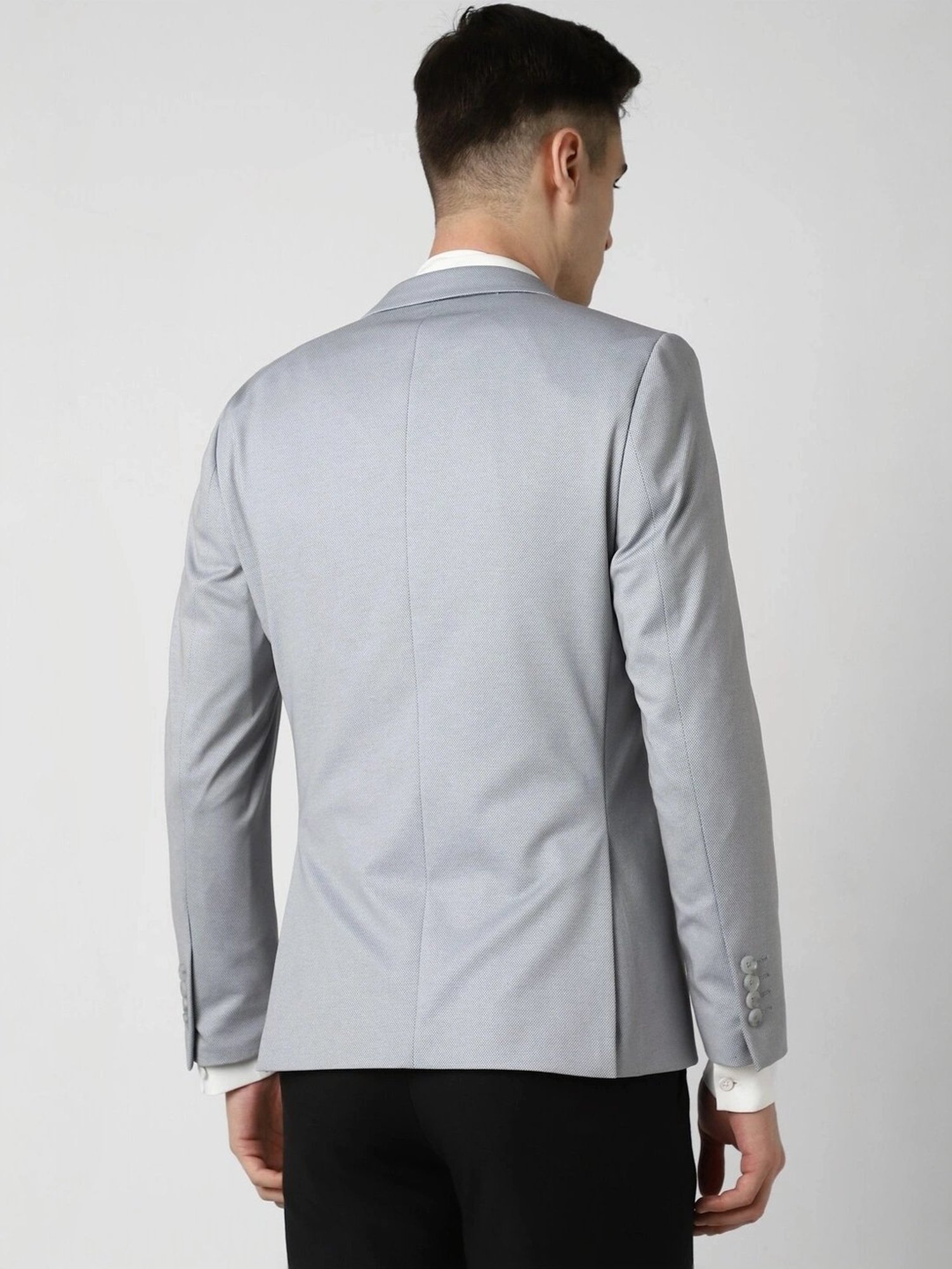 Van Heusen Grey Slim Fit Texture Blazer