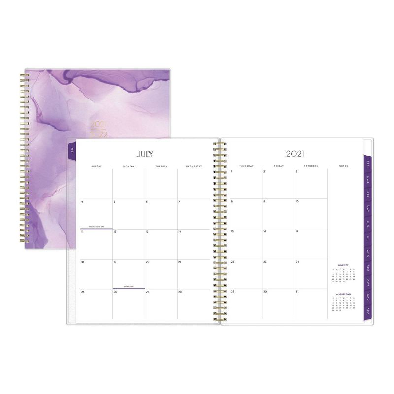 2021-22 Academic Planner 8.5" x 11" Flexible Plastic Cover Weekly/Monthly Wirebound Alcohol Ink Purple - May Designs