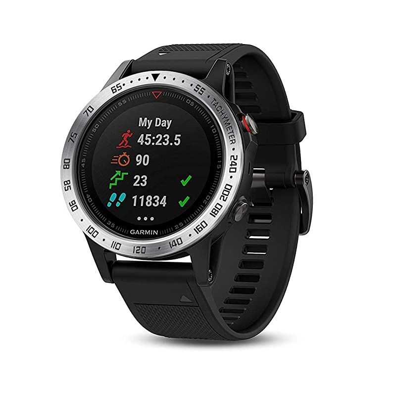 Stainless Steel Bezel Ring Compatiable with Garmin Fenix 5/5 Plus Bezel Ring Adhesive Cover Anti Scratch & Collision Protector for Garmin Watch Accessory (Black- Not Fit Fenix 5X / 5S)