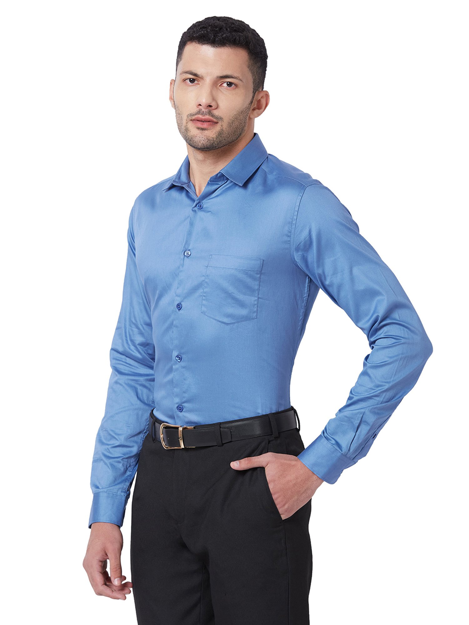 Kenneth Cole Blue Slim Fit Cotton Shirt