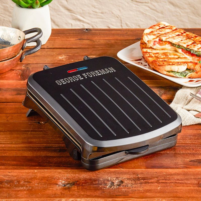 George Foreman 2 Serving Classic Plate Electric Grill & Panini Press - Black - GRS040BZ