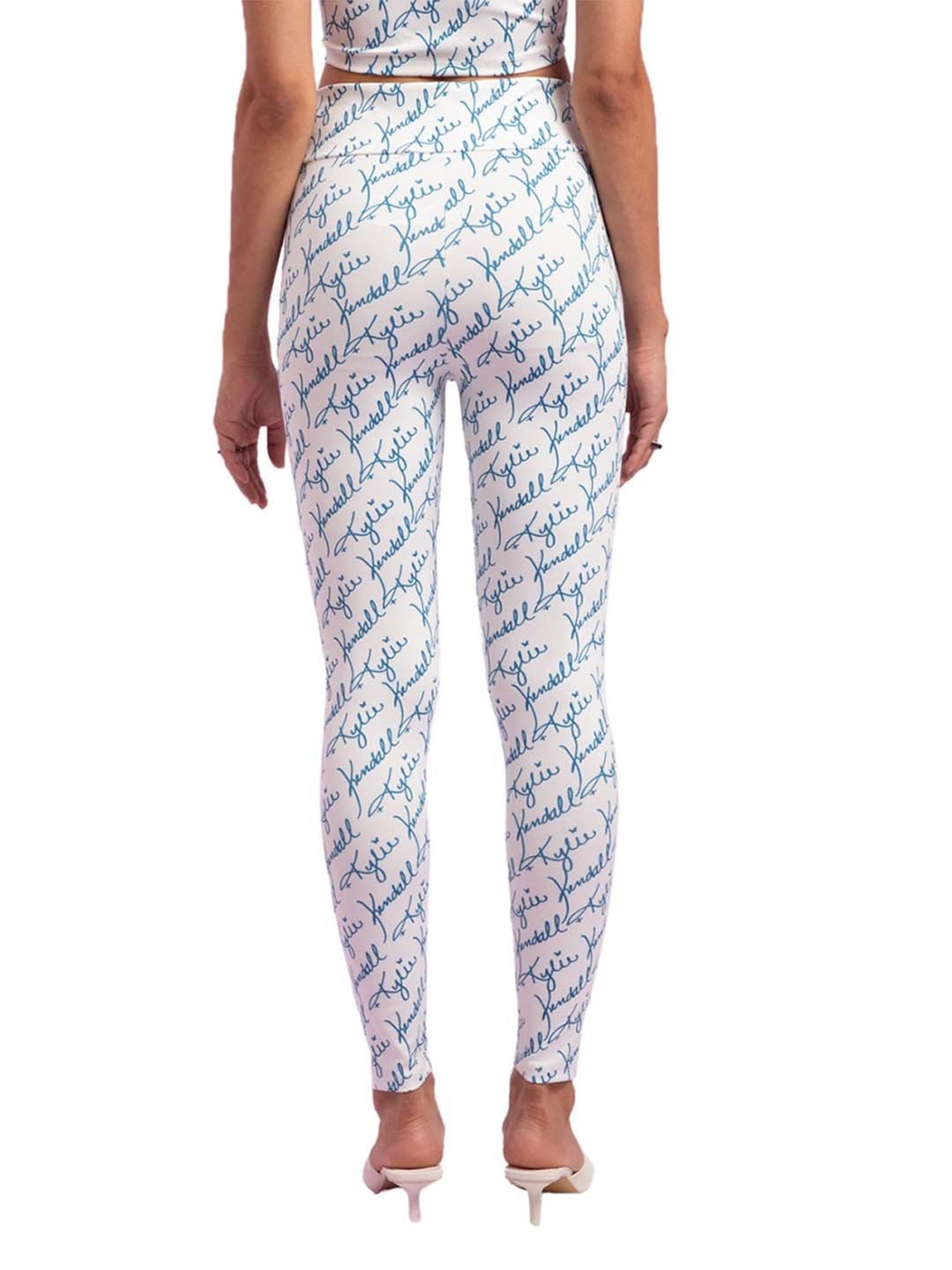 KENDALL + KYLIE White & Blue Printed Leggings