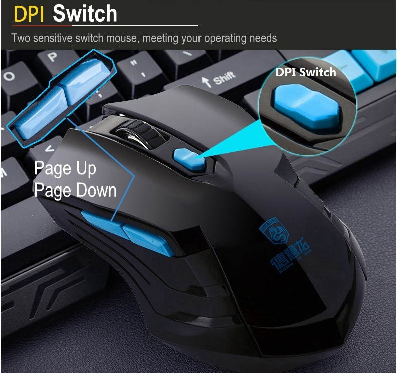 UKCOCO Gaming Keyboard Mouse Set Wireless Keyboard Mouse Kit for Computer Black