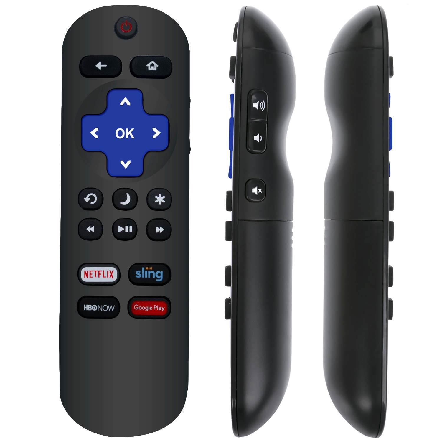 New Replacement Remote NS-RCRUDCA-18 NS-RCRUDUS-17 NS-RCRUDUS-18 NS-RCRUS-17 NS-RCRUS-18 NS-RCRUS-19 NS-RCRUS-20 fit for Insignia LED Roku TV with 4 Shortcut Keys Netflix Sling Hulu and Google Play