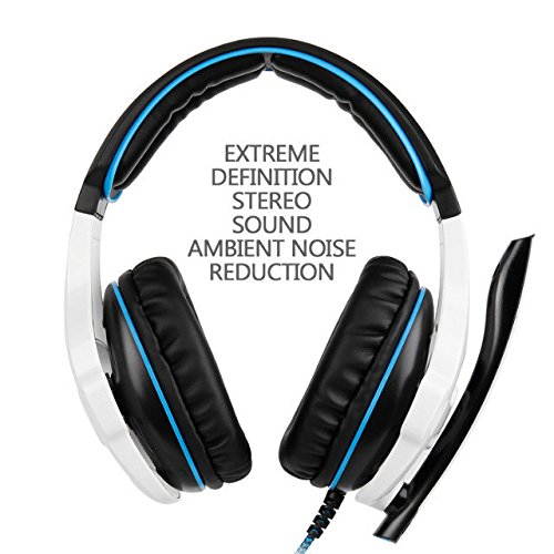 [Latest Version Xbox one Gaming Headset] SADES SA810 Over Ear Stereo Gaming Headset with Mic Bass Volume Control for Xbox One PS4 PC PC Laptop [White & Black]