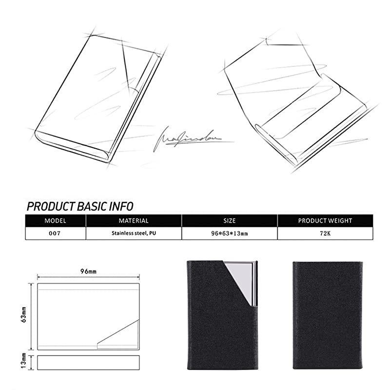 Business Name Card Holder Luxury PU Leather Multi Card Case Business Name Card Holder Wallet Credit Card ID Case Holder for Women Men Keep Your Business Cards Clean Black1