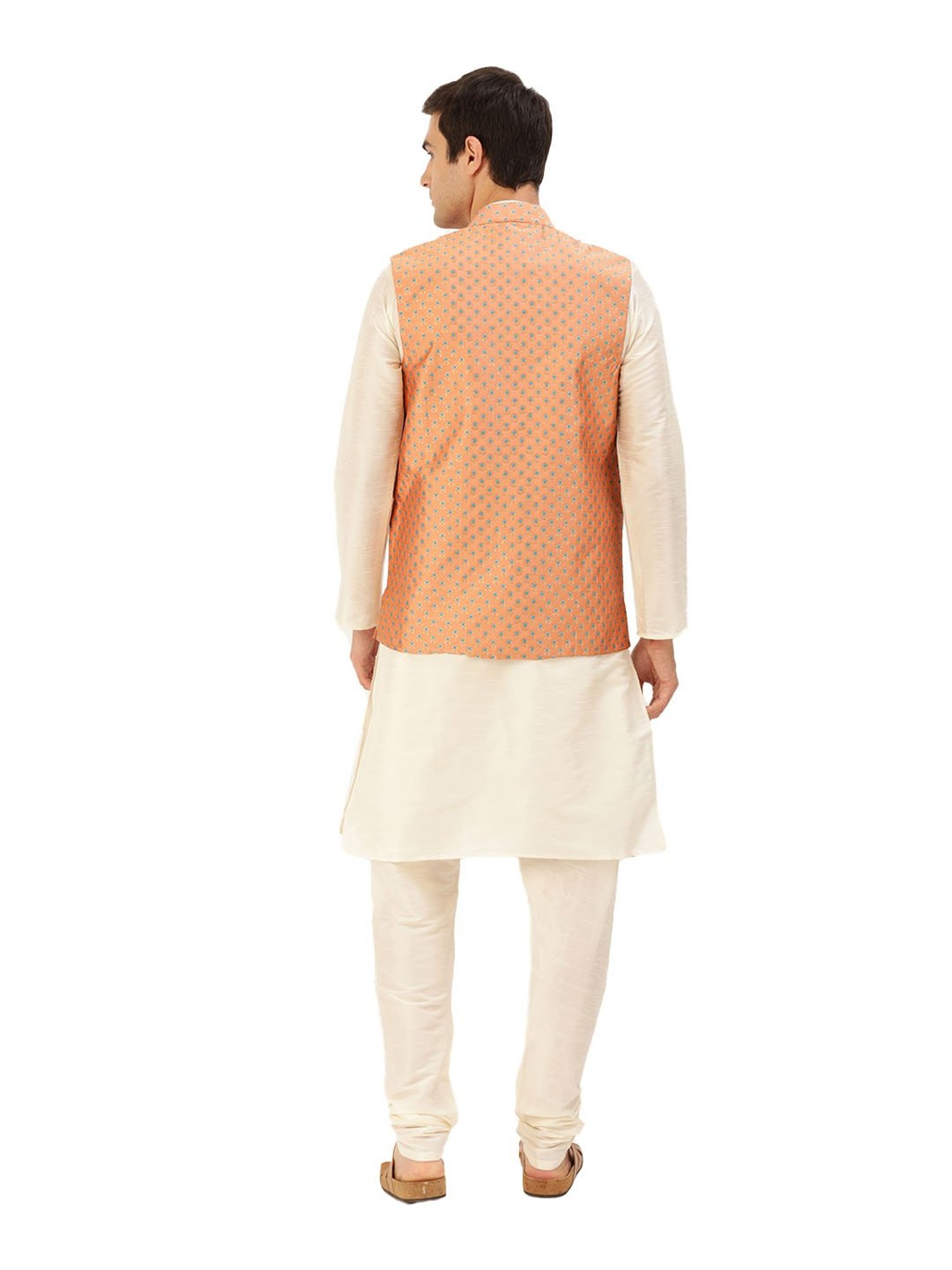 Sojanya Off White & Peach Floral Print Suit