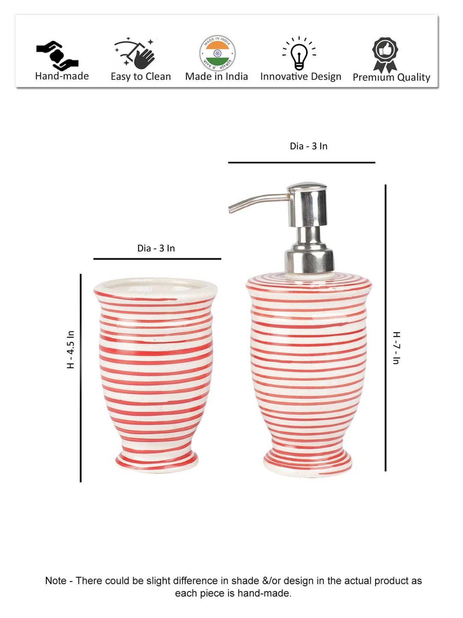 VarEesha Parikrama Red & Off-White Ceramic Bath Accessories - Set of 2