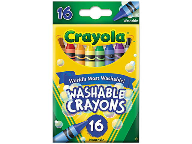 Crayola
Washable Crayons, Regular, 8 Colors, 16/Box