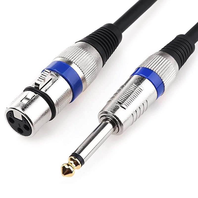 XLR to 1/4 Microphone Cable, - XLR Female to 6.35mm Mono Plug Unbalanced Interconnect Cable Powered Speakers Stage DJ Studio Sound Consoles - 5FT / 1.5Meters