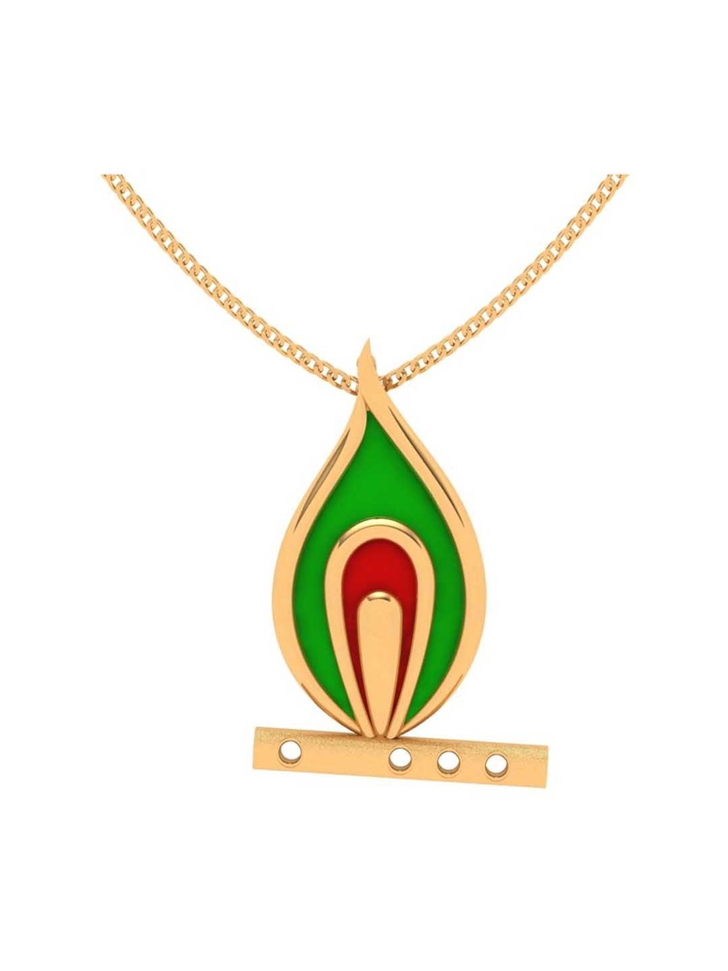 P.C. Chandra Jewellers 18k Yellow Gold Predominant Peacock Feather Pendant