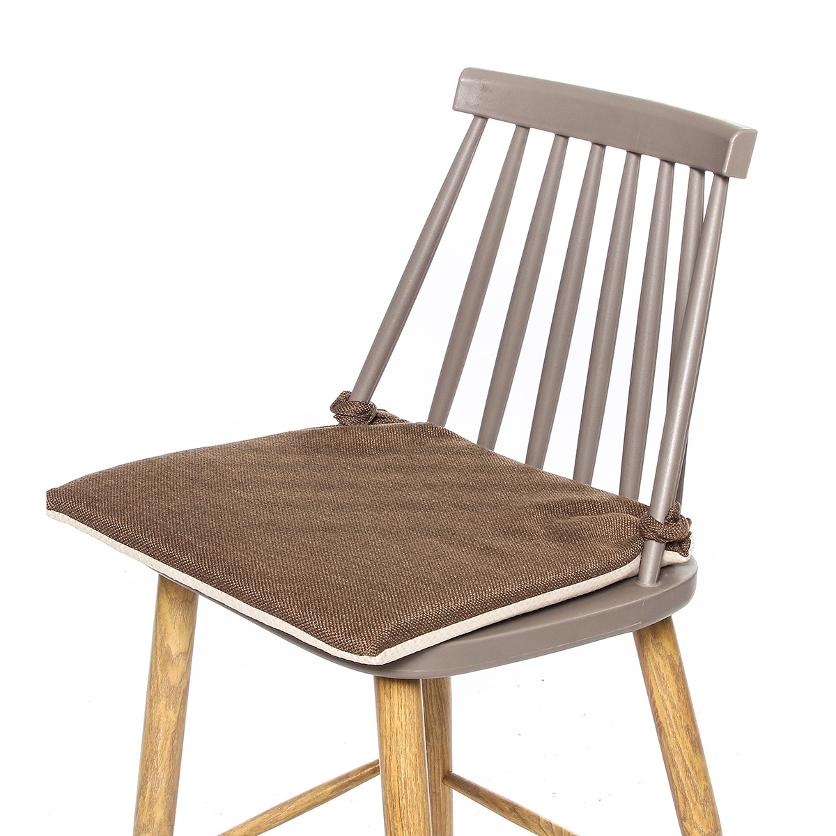 15.7x15.7x1.2 Inches Home Office Chair Seat Pads Flax cotton Cushion Pads 2 Securely Ties Attached Coffee