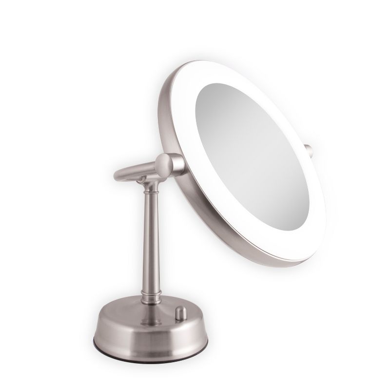Zadro Fluorescent Lighted Mirror, Adjustable, Infinity Dimmer, 10X / 1X Power - Satin Nickel