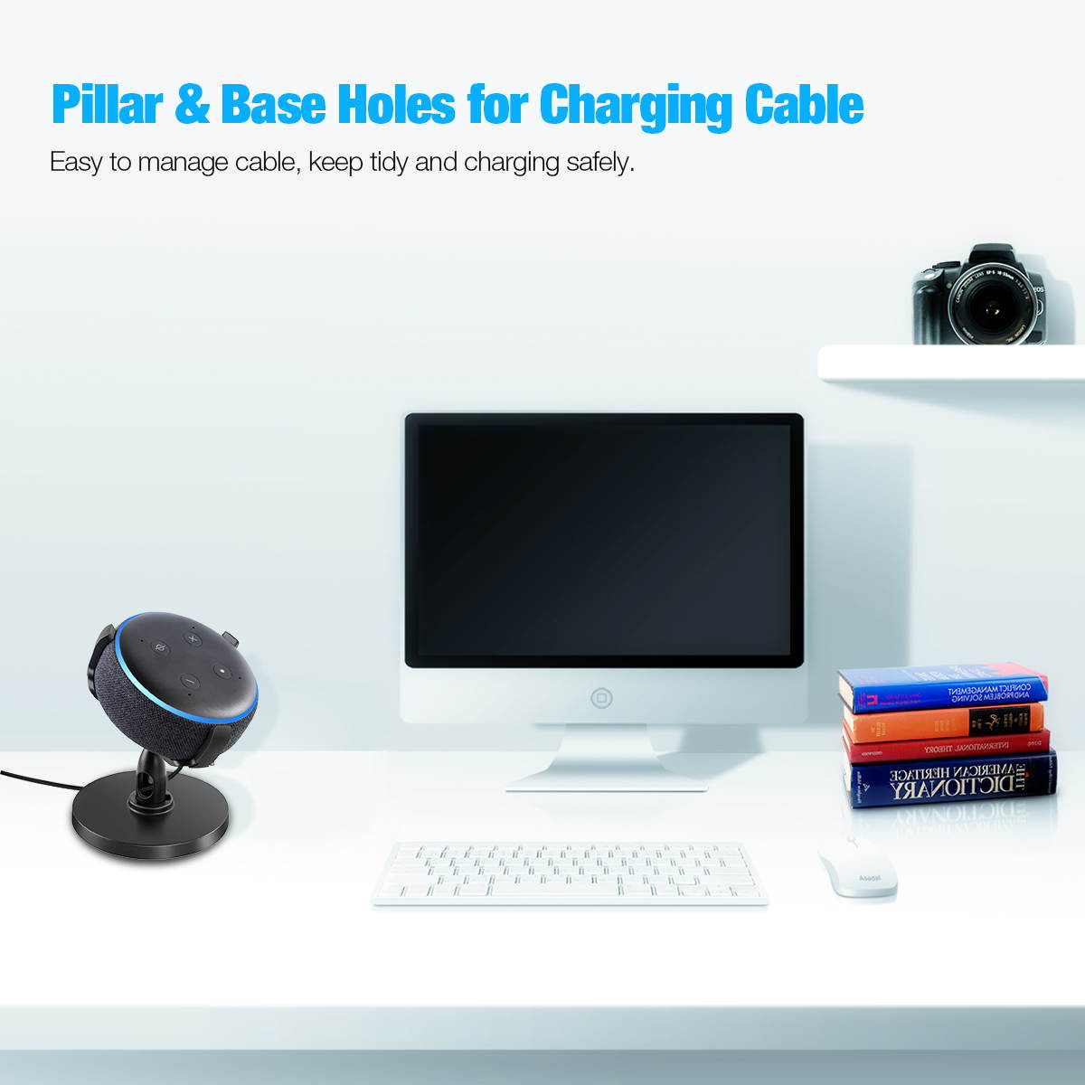 360&deg; Adjustable Table Stand Hanger Holder with Anti-Scratch Silicone, Anti-Slip Pad Rubber for Amazon Echo Dot 3rd Generation New