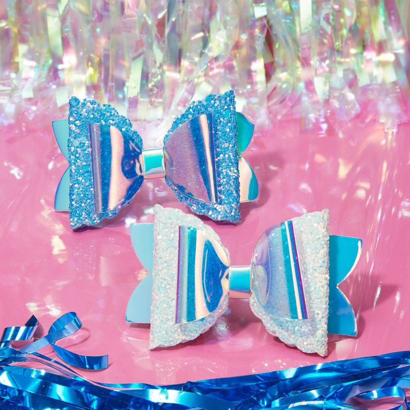 Lily Frilly Glitzy Mermaid Clips - Blue/White - 2pk