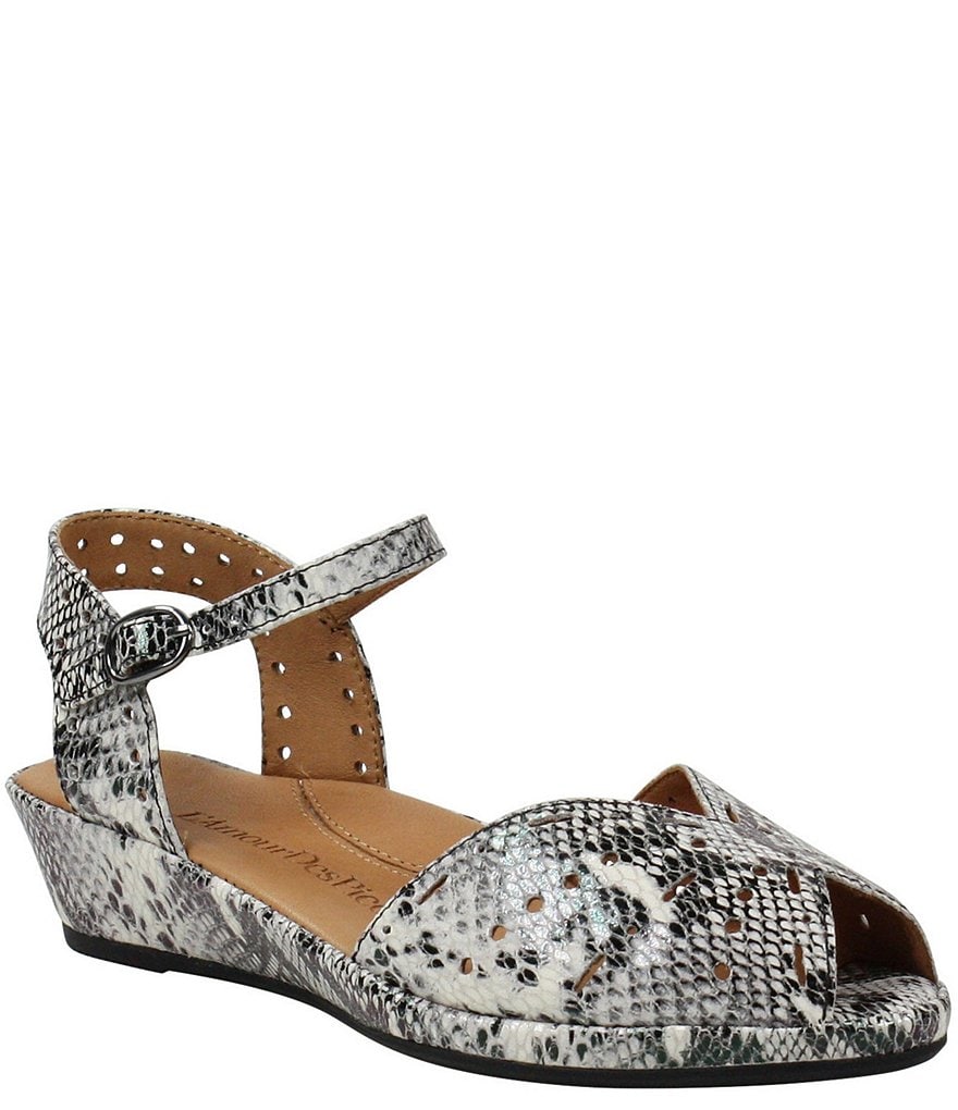 L'Amour Des Pieds Brenn Perforated Snake Print Leather Sandals