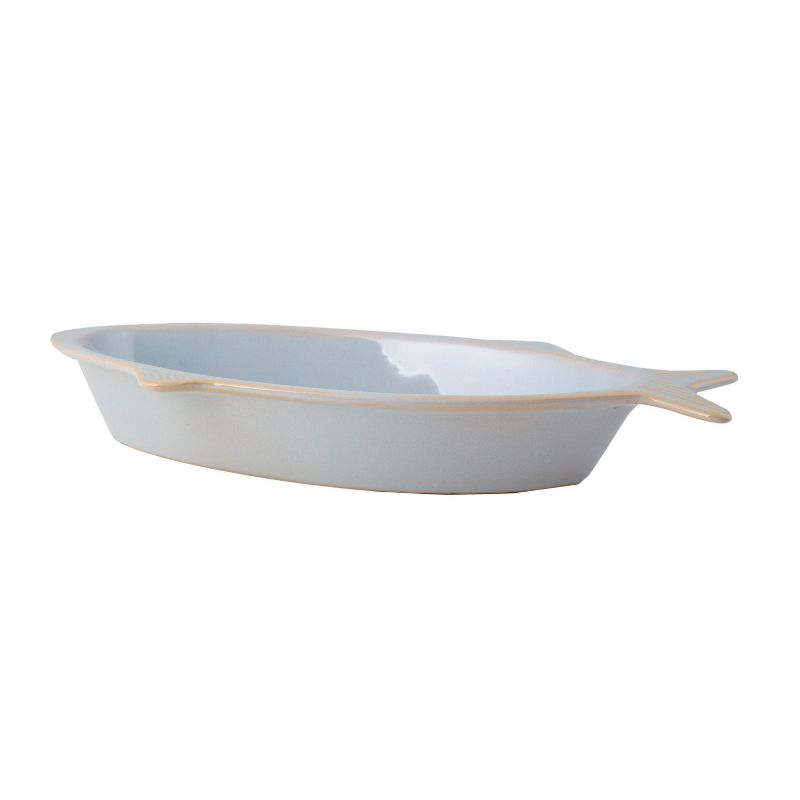 13.3" x 6" Ceramic Fish Casserole Baking Dish White - Thirstystone
