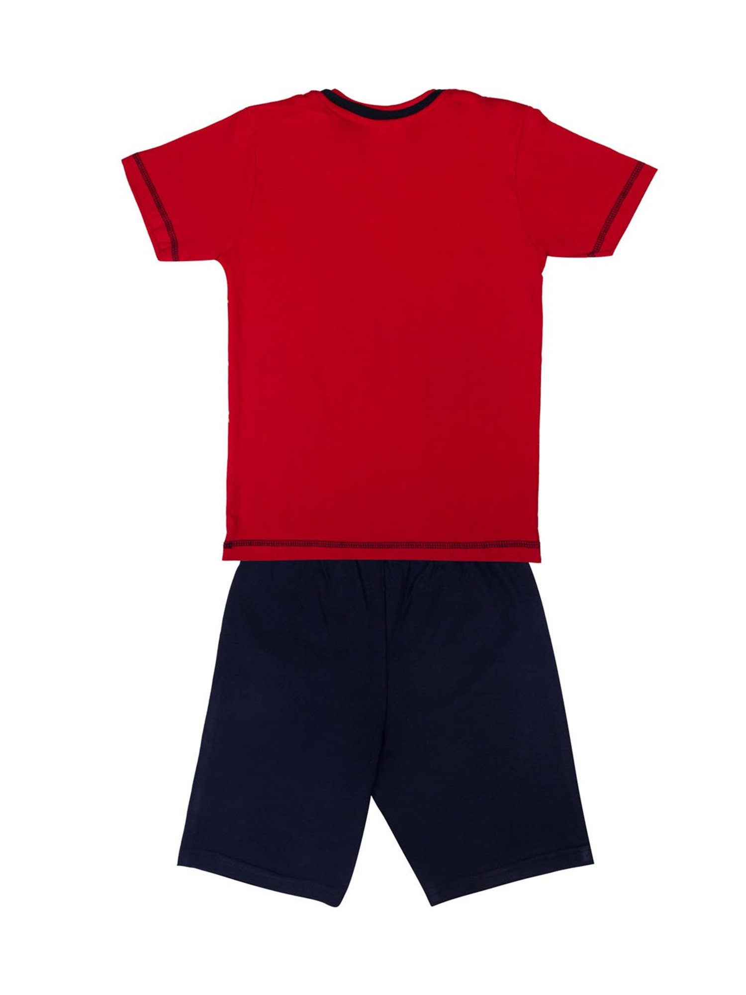 Todd N Teen Kids Printed Red & Navy T-Shirt with Shorts