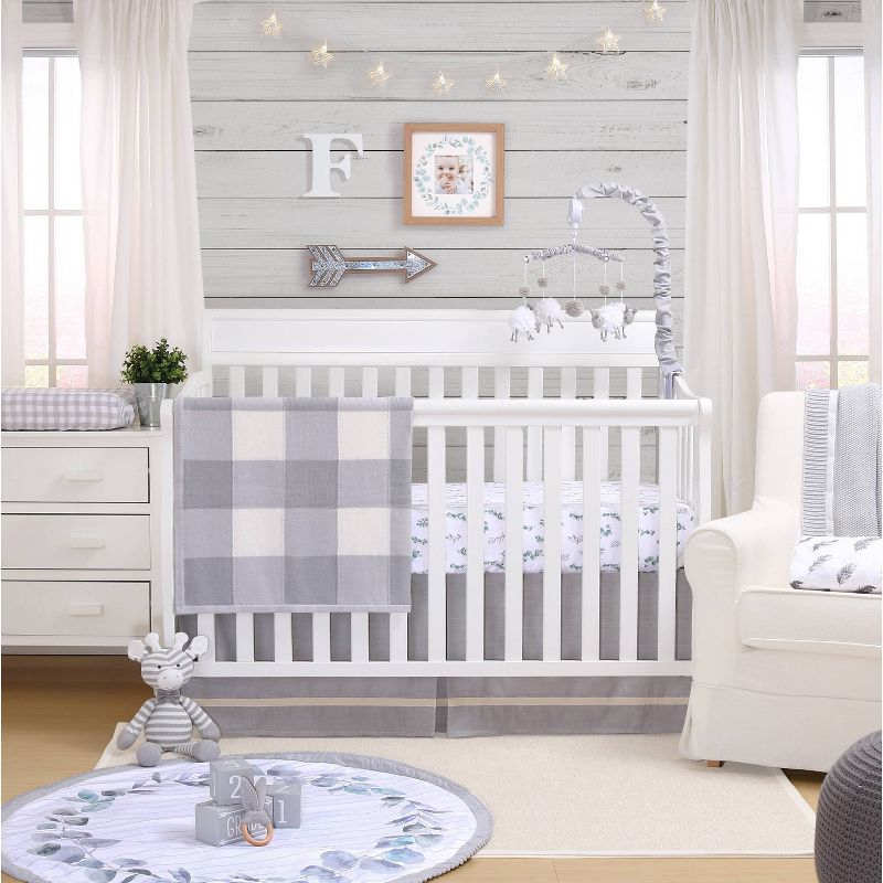 The Peanutshell Farmhouse Crib Skirt  - Gray