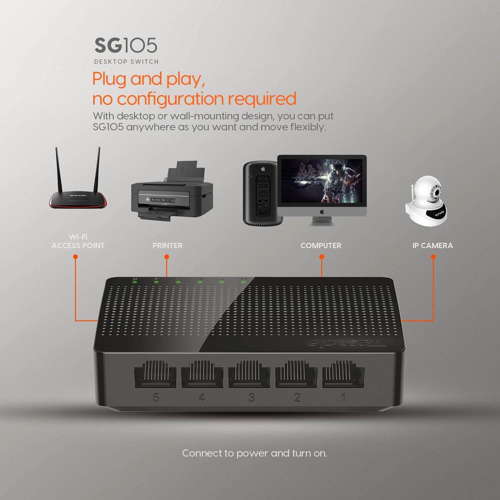 Tenda Network SG105 5-Port 10/100/1000 Gigabit Desktop Switch