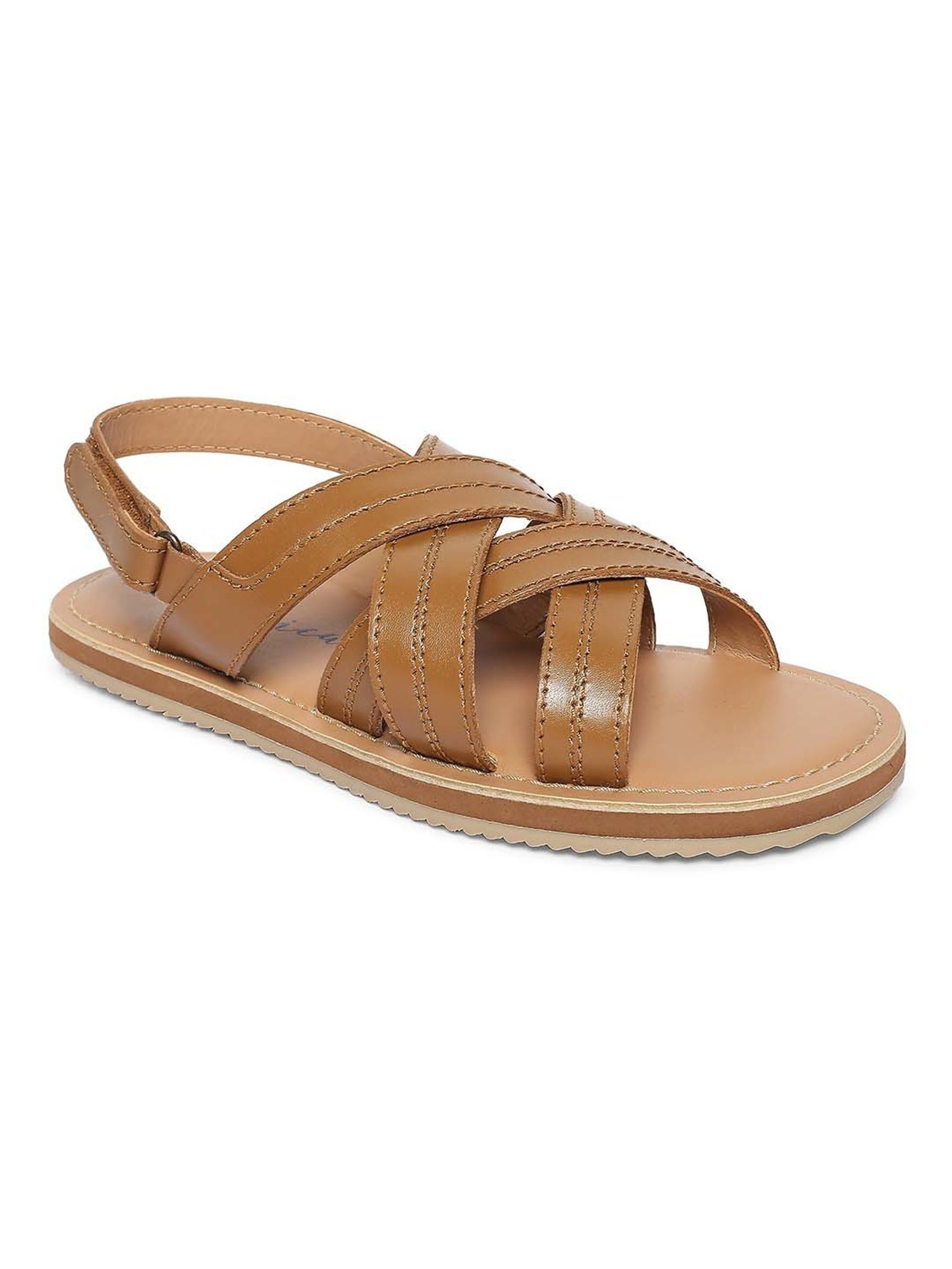 Aria Nica Kids Criss Cross Brown Cross Strap Sandals