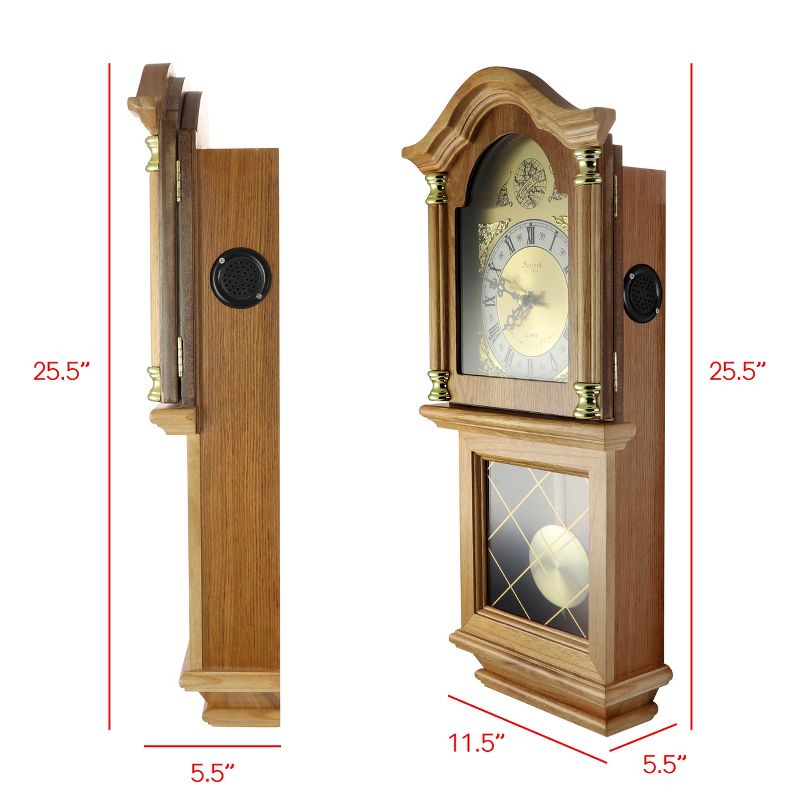 Bedford Clock Collection Classic 26 Inch Wall Clock in Golden Oak Finish