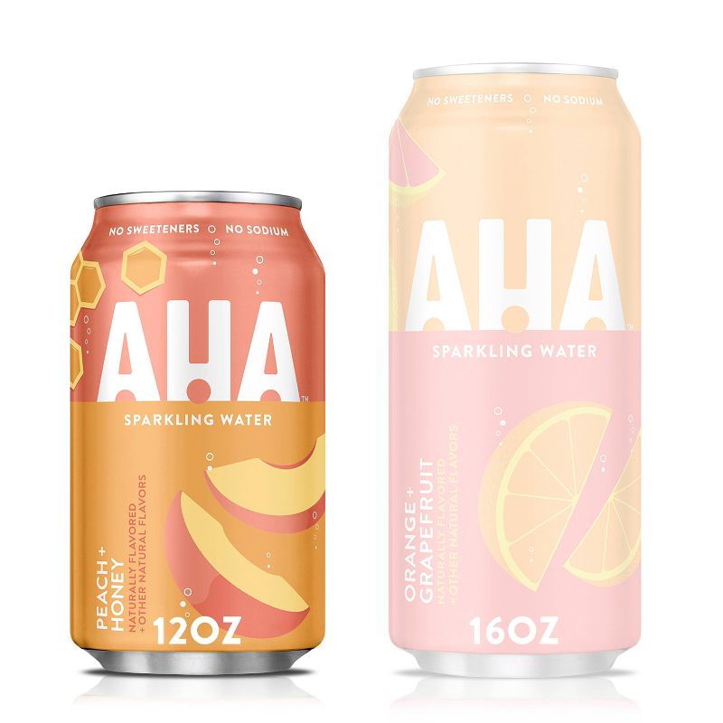 AHA Peach + Honey Sparkling Water - 8pk/12 fl oz Cans