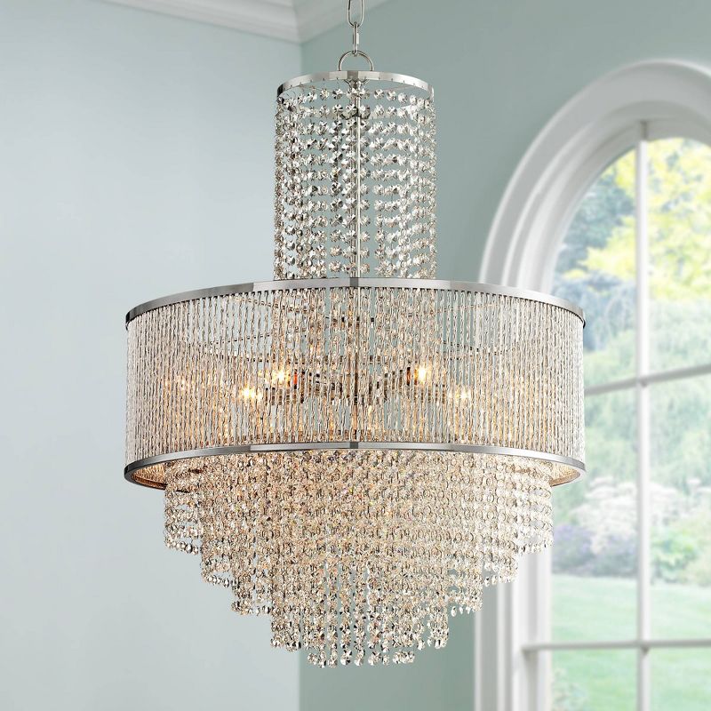 Vienna Full Spectrum Chrome Crystal Pendant Chandelier 23 1/2" Wide Modern 5-Light Fixture for Dining Room House Foyer Kitchen