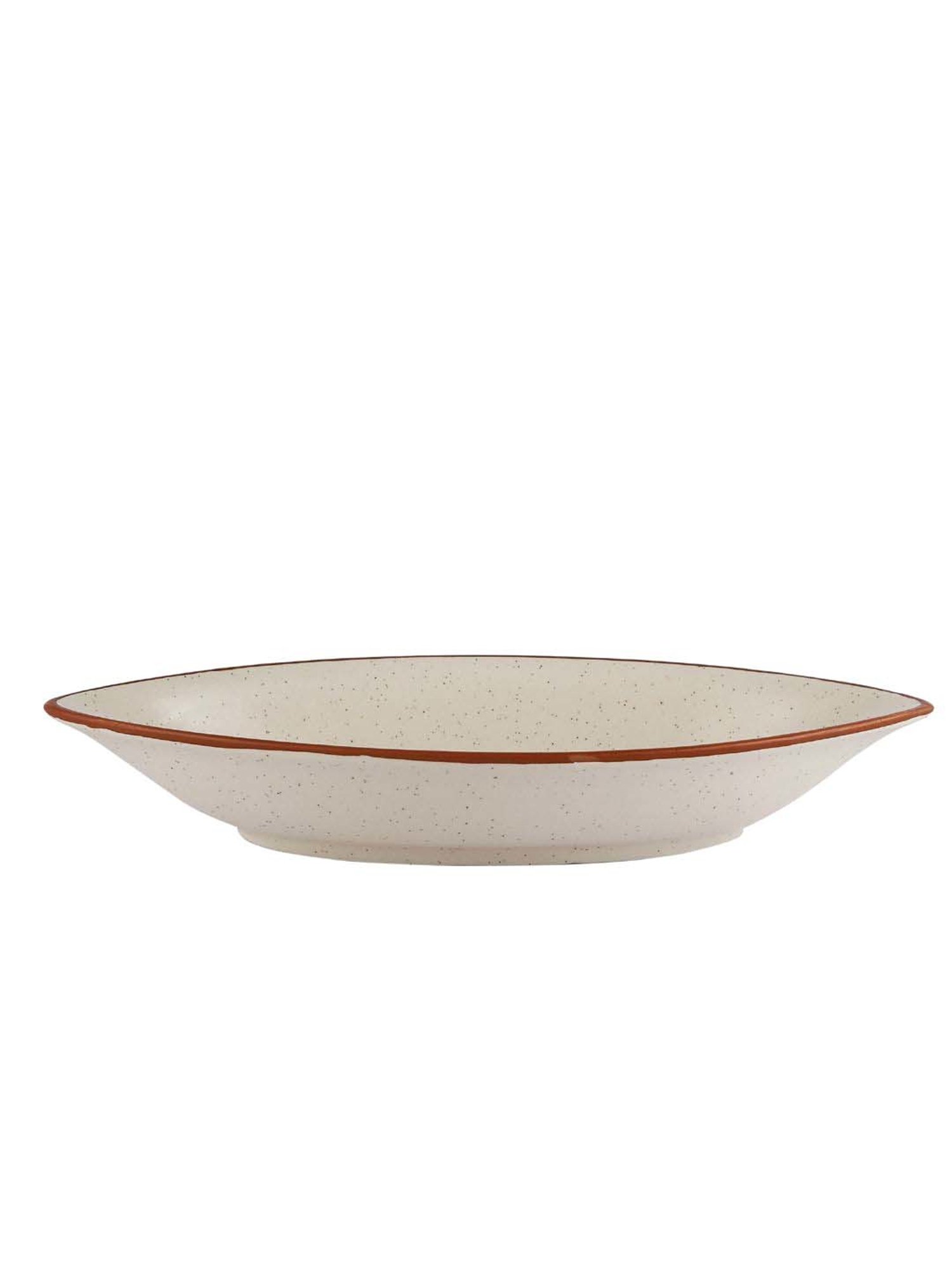 VarEesha Cinnamon White White & Brown Ceramic Serving Bowl (0.6 L)