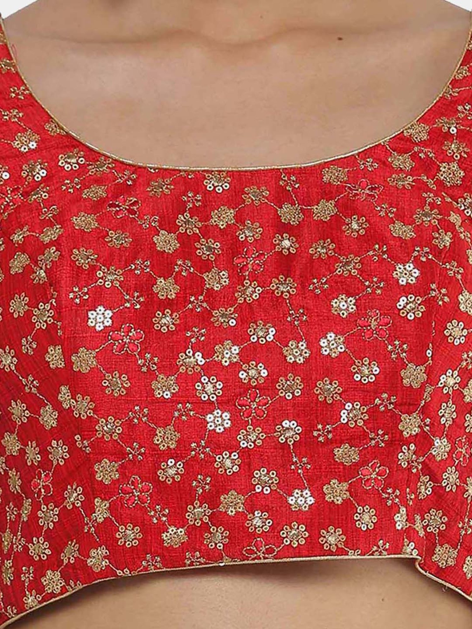 Salwar Studio Red Embroidered Readymade Blouse