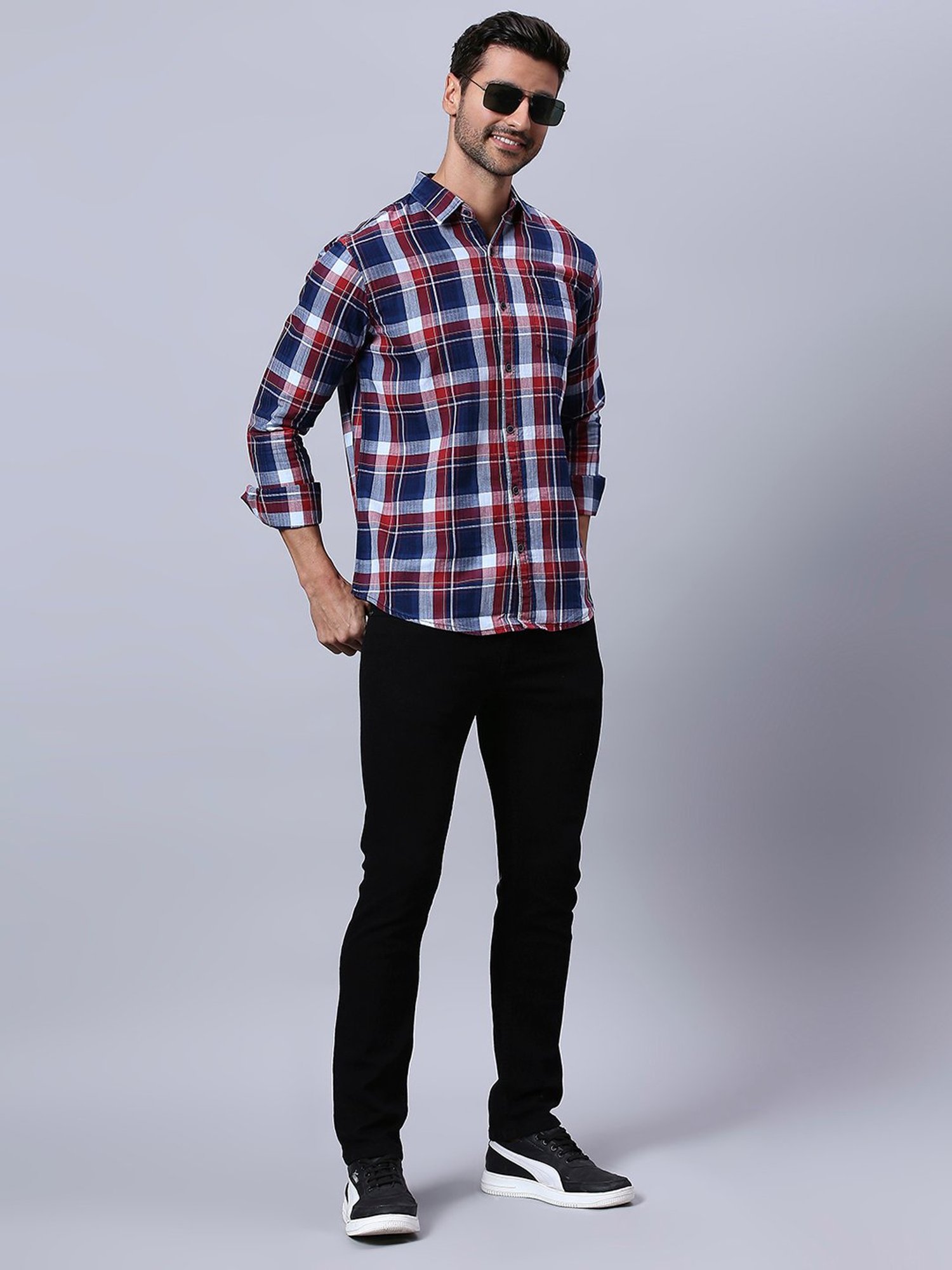 HJ HASASI Multicolor Slim Fit Check Cotton Shirt