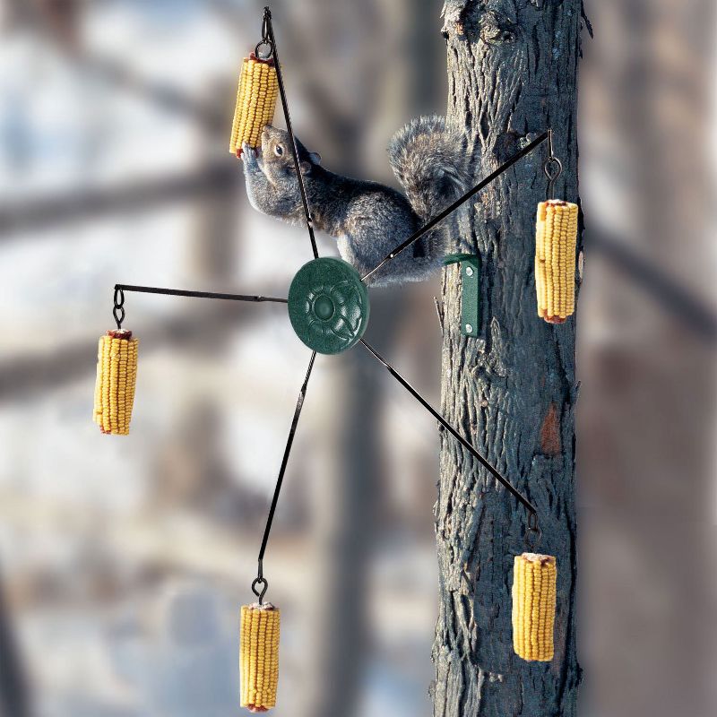 Woodlink Squirrel Go Round Metal Spinning Hanging 5 Corn Cob Squirrel Feeder with Mounting Hardware