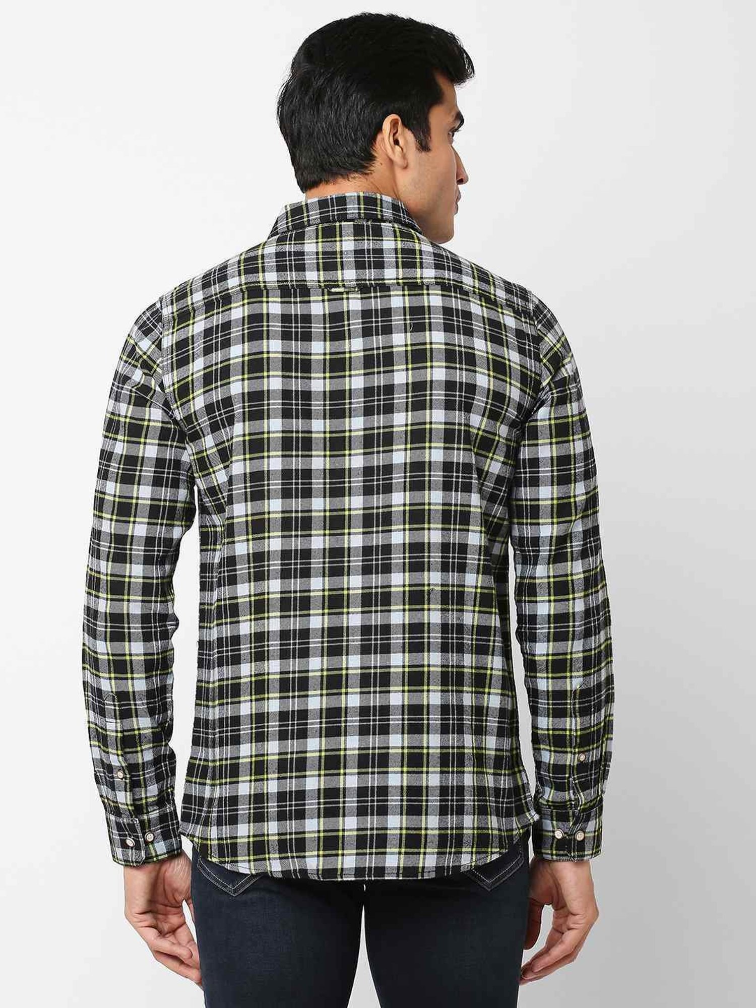 SOLEMIO Multi Cotton Slim Fit Checks Shirt
